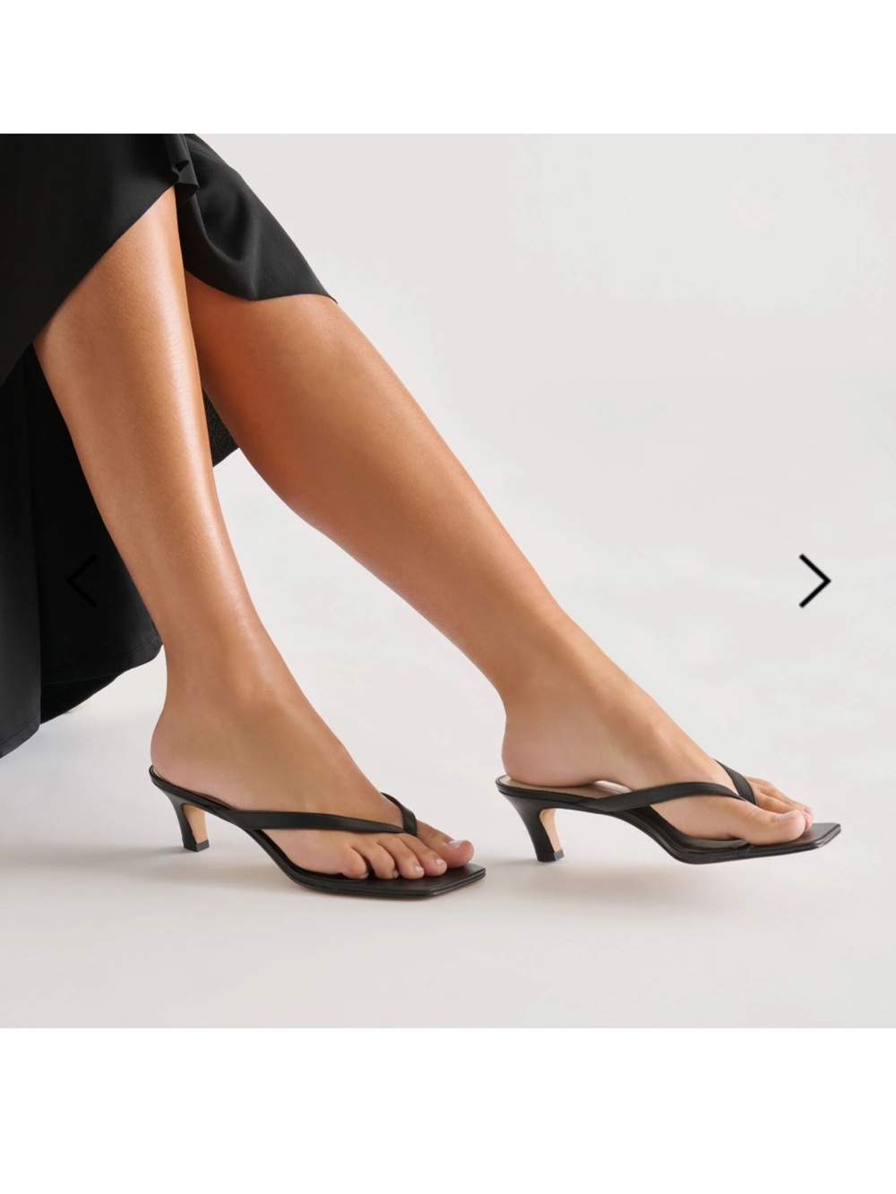 Dolce Vita Black Leather Mid-Heel Thong Sandal - Picture 2 of 2